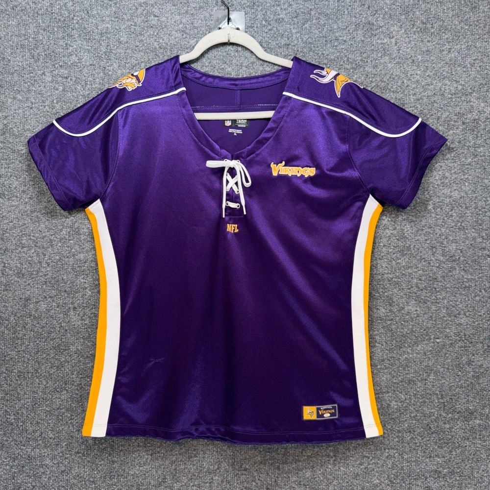 Minnesota Vikings Jersey Womens XL NFL Team Apparel Purple Lace Up Football Gear